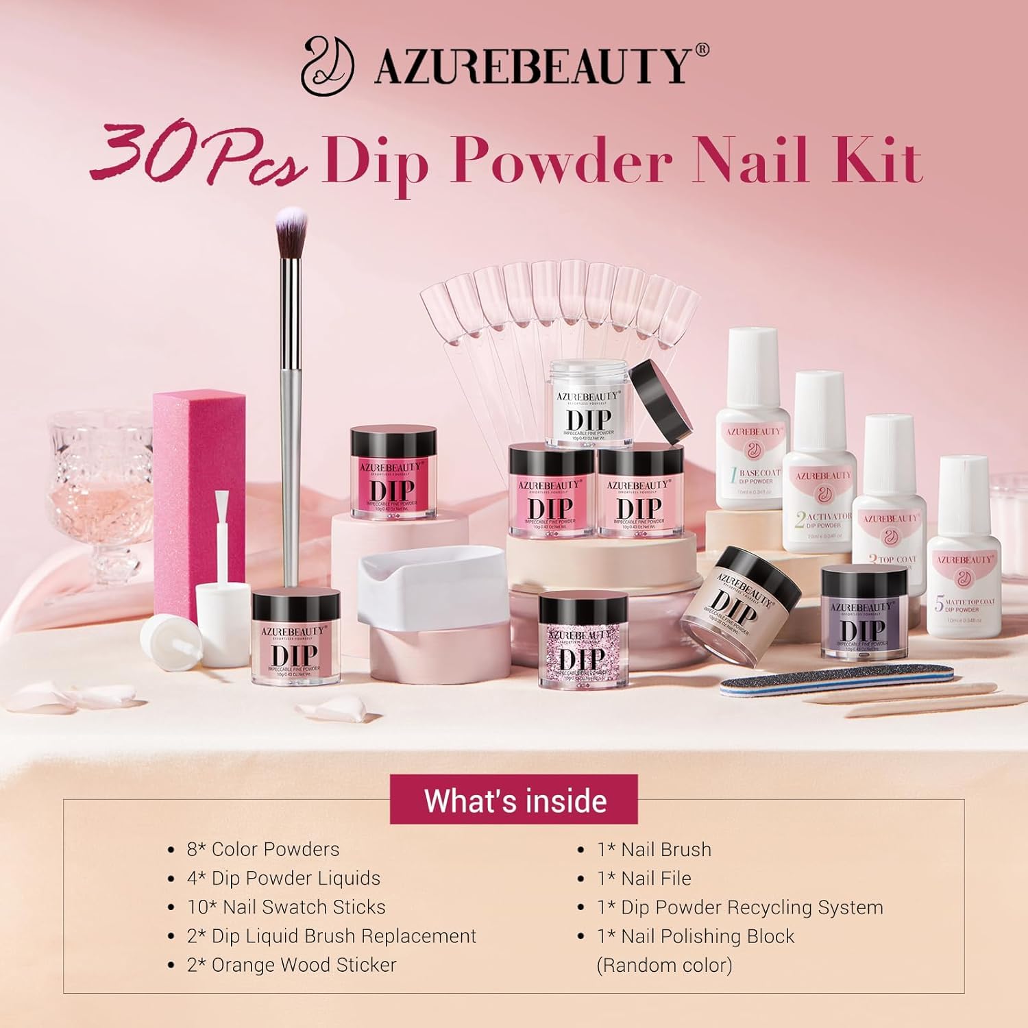 Amazon.com: AZUREBEAUTY Dip Powder Nail Kit Starter Pink Blue